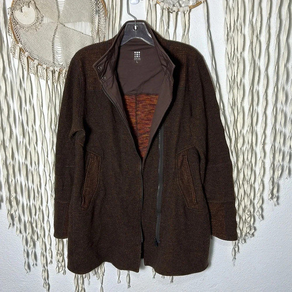Title Nine Women’s Brown Wool Side Zip Knit Jacket Size Large - Picture 10 of 15